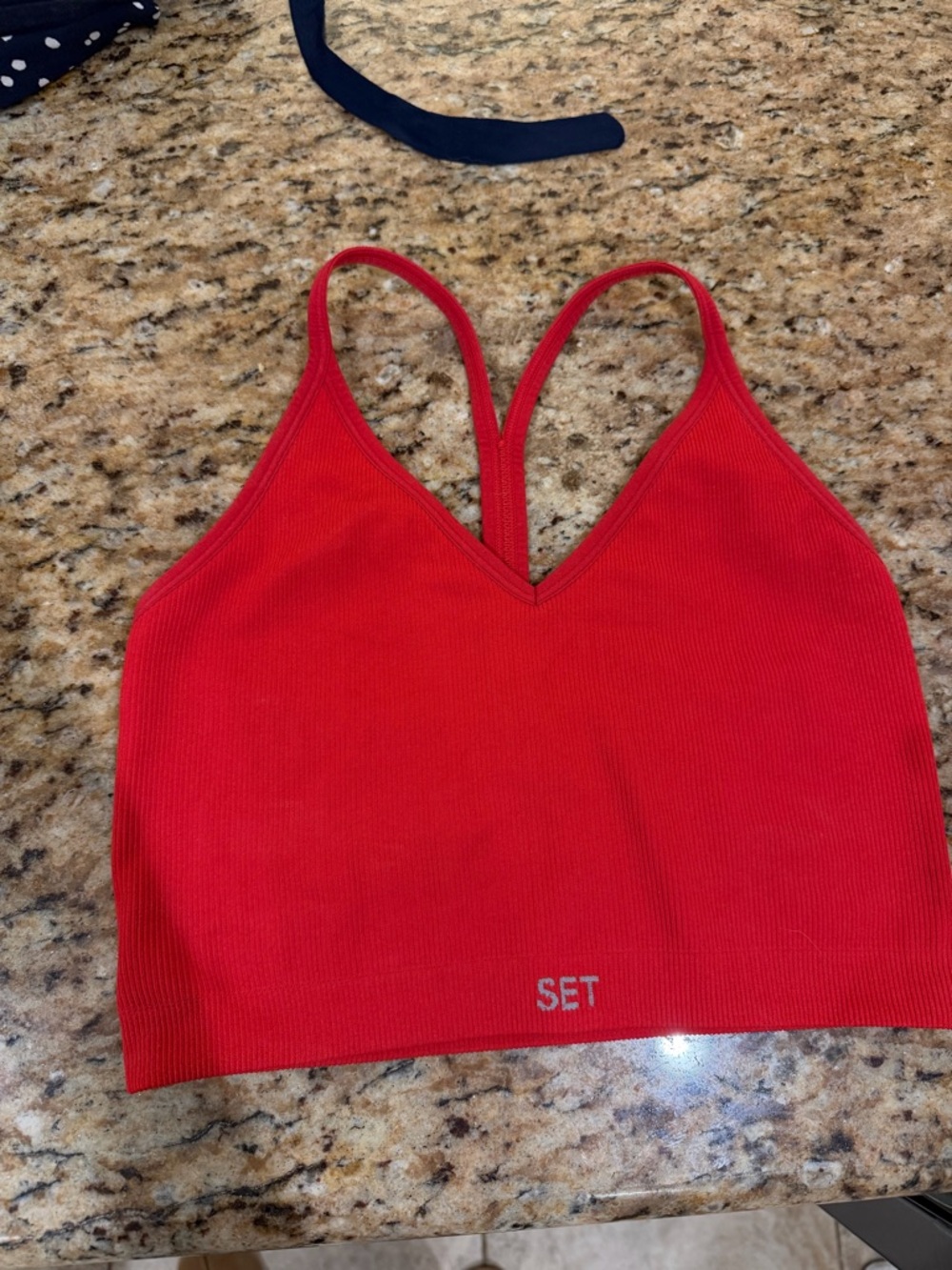 SET Active Red Ribbed Bra Tank - Picture 2 of 4